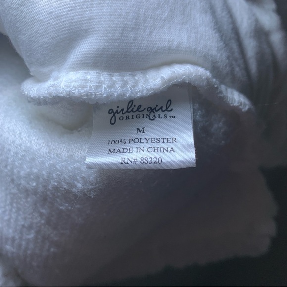 Girlie Girl Originals Medium White Sherpa Half Zip Pullover Pink Collar - Picture 6 of 14